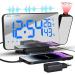 TAKRINK Alarm Clock Digital Radio Alarm Clock with 4 Levels Screen Brightness Projection Alarm Clock with Temperature Alarm Clock with Projection Dual Alarm Type-C Charger 180° Projector Projection