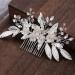 Sujhyrty Bride Leaf Bridal Hair Comb Pearl Wedding Hair Piece Rhinestone Hair Accessories for Women and Girls - Buy Online on GoSupps.com