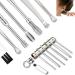 Spring Ear Wax Cleaner Tool Riquie Portable Stainless Steel Earwax Removal Kit 7-in-1 Ear Spoon with Ear Cleaning Set Brush and Key Chain Storage for Humans Silver With Keychain