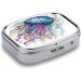 Pill Box with Watercolor Jellyfish Print - 2 Compartment Portable Pill Organizer Case for Pocket & Purse | Decorative Metal Design - Buy Online on GoSupps.com