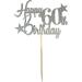 Glittered Elegance Happy 60th Birthday Glittered Cake Topper - Party Supplies Decorations Decor (60th Birthday Silver) Silver 60th Birthday - Buy Online on GoSupps.com
