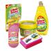Kitchen Stain Remover Cleaner Kit - Washing Up Liquid 600ml Cleaning Paste 350g Microfibre Cloth Double Sided Scrubbing Pad 1pc Handgrip Scourer 1pc | Home Cleaning Bundle