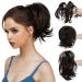 CJL HAIR Claw Clip Short Ponytail Hair Extensions Bendable Metals Messy Bun Hair piece Straight Fake Hairpieces Black Brown 8 inch