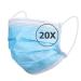TBOC Disposable Hygiene Mask - Polypropylene Mask 3 Layers Soft Lightweight Breathable with Nose Clip 20 Blue Units
