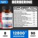 Berberine 12800mg Supplement with Milk Thistle, Turmeric, Elderberry & Black Pepper - 90 Capsules - Immune, Cardiovascular & Digestive Support - 3 Month Supply - Buy Online on GoSupps.com