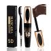 Brown Waterproof Mascara for Eyelashes 5D Silk Fiber Mascara with Folding Eyelash Comb Brush Liquid Colored Mascara Lash Extensions Volumizing and Thick Smudge-proof Long Lasting Party Stage Use