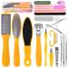 Foot File Pedicure Set 30 in 1 Foot Files Foot Care Scrubber Kit Hard Skin Remover Feet Scrub for Women Men Salon or Home Yellow