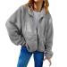 Hanxiulin fleece jacket plush jacket cuddly jacket ladies coat winter jacket down jacket women trench coat synthetic fur light outdoor winter jacket m gray