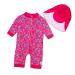 BONVERANO Baby Girls Swimsuit Toddler Bathing Suit Full-Length Zipper One Piece Swimwear with UPF 50+ Sun Protection Rose 12-18 Months