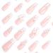 French Tip Press on Nails - Long Press On Nails with Nail Tips Pink flower bowknot Design pearl love heart false nails press on nails Acrylic False Nails Cute Artificial Nails - Buy Online on GoSupps.com