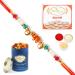 Ghasitaram Gifts Rakhi for Brother Rakhis Online - 2216 Pearl Rakhi for My Brother with 100 GMS of Dryfruits Mix Can 200 GMS of Kaju katli Rakhi & 100g Dryfruits Mix Can 200g Kaju katli