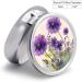 Round Pill Box with Purple Flowers | 3 Compartment Medicine Organizer | Portable Decorative Metal Pill Case - Buy Online on GoSupps.com
