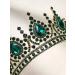 SweetV Baroque Crystal Queen Crown - Wedding Tiara for Bride, Prom, Halloween, Birthday Party - Green - Buy Online on GoSupps.com