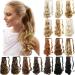 GUILOPOER Wrapped Ponytail 55 cm Long Curly Hairpiece Braid Clip in Ponytail Wavy Curly Synthetic Hair Extension for Women (27/613)