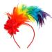 MWOOT Feather Headband 1920s Feathered Headpiece Rainbow 20s Fascinators for Women Artificial Flower Feather Headwear Hair Accessory for Pride Parade Carnival Prom Party