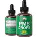 PMS Relief 9-In-1 Liquid Drops Supplement. 9 Herbal Ingredients to Support Period Cramps Pain For Women. Vegan Zero Sugar Vitamins with Organic Chaste Tree Berries Cramp Bark Yam Root Nettle Leaf