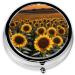 Farm Sunflowers Printed Mini Round Pill Box - 3 Compartment Travel Pill Organizer for Home & Office use - Buy Online on GoSupps.com