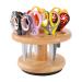 Fiakup Wooden Scissor Rack - Rotating Salon Scissors Holder | 12 Holes Scissors Makeup Brushes Storage Rack | Desktop Scissors Storage Organizer for Hair Salon Home