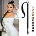 REECHO DIY Braid Ponytail Extension Long Straight Wrap Around Ponytail Hair Extensions Natural Soft Synthetic Hairpieces for Women - Black 150g 34Inch-150g Black