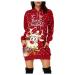 Hanxiulin Christmas dress ladies hoodie christmas clothes long -sleeved elegant Christmas sweater evening dress women autumn and winter new long -sleeved Christmas casual attractive red s
