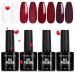 TOMICCA Gel Nail Polish Set- Red Glitter White Gel Polish Red Nail Gel Set UV Nail Gel Polish Set Home Salon DIY Dark Red Gel Nail Polishes Mothers Day Gifts for Women 4PCS
