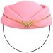TENDYCOCO Women Stewardess Hat Felt Flight Attendant Air Hostess Hat Cosplay Costume Headwear Accessories for Halloween Party Supplies Pink One Size