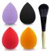 Makeup Sponge Blender Set of 4 Pcs & Foundation Brushes 1Pcs Mocarheri Soft Sponge For Liquid Foundation Creams and Powders Latex Free Wet and Dry Makeup Sponge (Orange/Lihgt Purple/Red/Black) Light purple Black Red Orange