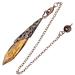 Kyeygwo Tiger eye reiki healing stone pendulum with vintage chain crystal point pendant necklace for women and men gemstone quartz quartz pendules for divination meditation scrying balance #1-braun (tiger eye)