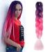 Gairyan jumbo braids extensions braid art hair 1 piece 100g braiding hair extensions 60cm ombre synthetic braids afro hair for box crochet braid purple & rose red & pink 60 cm (1 piece) Lila & rose red & rosa