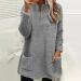 AMhomely Soft Teddy Fleece Hooded Jumper | Plus Size Double Fleece Hoodies | V Neck Sweatshirts for Women | Winter Lounge Tops - Grey 3XL - Buy Online on GoSupps.com