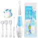 SEAGO SG513 Baby Electric Toothbrush Age 0-3 Years Toddler Battery Toothbrushes with 4 Brush Heads with LED Light Smart Timer Kids Children Children's Waterproof IPX7 Toothbrush (Baby Blue)