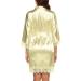 BESDEL Women's Satin Silk Bathrobe XXL Gold - Short Kimono Robe with Oblique V-Neck for Bridesmaids - Buy Online on GoSupps.com