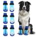 Slowton 3 pairs of indoor anti-slip socks for dogs soft adjustable paw protection with Velcro fastener for hardwood floors indoors dog socks for small medium-sized dogs (blue L) L blue