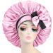 Satin Silk Extra Large Jumbo Adjustable Double Layer Reversible Hair Cap for Women - Pink Black&Pink - Buy Online on GoSupps.com