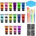 AOOWU UV Glow Face Body Paint Set - 16 Neon Fluorescent Colors - Non-Toxic Makeup Kit for Adults & Kids - Perfect for Parties & Carnivals - Buy Online on GoSupps.com