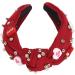 Rhinestone Headband for Women Elegant Jeweled Top Knot Hairband for Valentine Day with Heart Decoration (Dark Red) - Buy Online on GoSupps.com