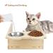 Yiotl Wall Mounted Wood Cat Shelf Bed with Two Bowls - Indoor Cat Feeder Shelf & Playing Platform | Cat Perch Bed with Mat - Buy Online on GoSupps.com