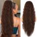 Rich Choices Ponytail Extension 32 Inch Extra Long Curly Hair Extensions Drawstring Ponytail Hair Extensions Afro Pony Tails Extensions Wavy Hairpieces - Medium Brown 32 Inch Medium Brown