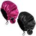 Fuyamp 2 Packs Satin Sleep Cap Adjustable Silky Sleep Bonnet for Women Long Curly Hair Double-Sided Waterproof Satin Hair Cap Extra Large Sleep Satin Bonnet for Women Girls Sleeping Red+Black