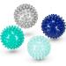 Massage ball set 4 -hedgehog ball hard nopping ball set perfect for trigger point therapy for stress reduction or for massage mini fascia ball - ball 6.5cm with a mains bag cord strain (bluish)