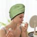 Hair Towel Wrap - Quick Drying Green Gingham Towel Turban with Button | International Shipping - Buy Online on GoSupps.com