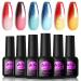 AUBSS Colour Changing Gel Nail Polish Set 6 Colours Temperature Change Gel Polish Thermal Mood Chameleon Soak Off UV Gel Nail Kit Red Blue Orange for Home DIY Women Gifts Blue Red Rose