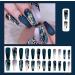 Blue Coffin Press on Nails with Gold Foil & Rhinestone Design - 24Pcs Medium Fake Nails for Women and Girls - Buy Online on GoSupps.com