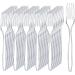 Cangfort Plastic Cutlery - 100 Disposable Plastic Forks 6 Inch- Thick Matte Handle Transparent & Sturdy - Ideal for Birthday BBQ Wedding & More 100Pcs of Disposable Forks