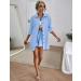 Beyove Women's Cotton Linen 2-Piece Lounge Set | Casual Tracksuit with Button Down Shirt and Drawstring Shorts | Clear Blue, Medium - Buy Online on GoSupps.com