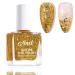 Gold Nail Polish - Holographic Glitter Nail Polish - Sparkle Shine Vegan Base Natural Nail Varnish - Decorated with Colorful Paillette Shimmer Nail Varnish No Need UV Home DIY