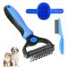 M JJYPET Dog Cat Brush 2 in 1 Pet Undercoat Rake Grooming Tool for Deshedding,Pet Dog Grooming Brush, Mats &Tangles Removing Shedding Dematting Comb for Large Small DogsCats Long/Short Hair Remover Medium StyleB-Blue