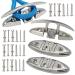 VEITHI 316 Stainless Steel Boat Folding Cleats 5inch and 6inch (2 Sizes), Flip up Dock Cleat for Deck and Boat, Dock Cleats Folding with Fasteners, Rope Cleat Boat Cleat with Back Plate (1,2,4 Pack) 5inch 4Pack