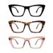 AMOMOMA Oversized Reading Glasses for Women,Trendy Cat eye Blue Light Computer Reader AM6028 Ac1 Blk+c2 Tortoise +C3 Crystal Light Brown 2.5 x