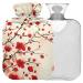 Naanle hot water bottle with lid plum blossom Transparent hot water bottle 2l large hot hot water bottle for menstrual cramps pain relief handfoots heat and cold therapy